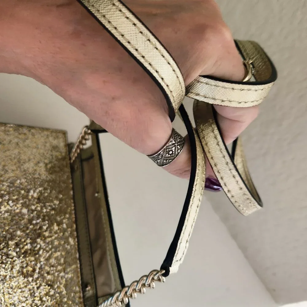 Nwot Kate Spade Gold Glitter Crossbody Bag Purse Small